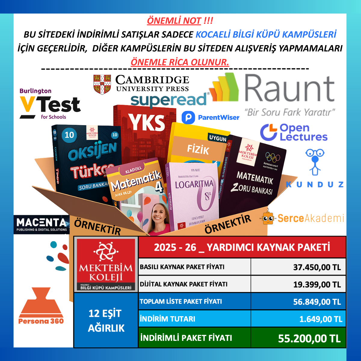 12.SINIF EŞİT AĞIRLIK YARDIMCI KAYNAK PAKETİ